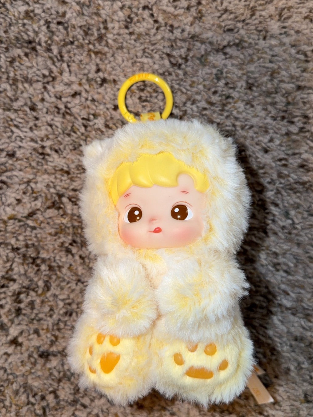 Plush Yellow Baby Doll Keychain - Cute Furry Character